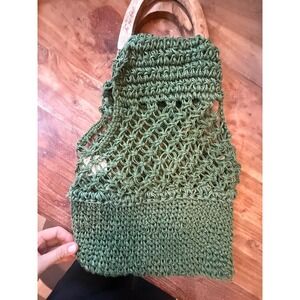 Natural Green Jute Crochet Tote - Creative Co-Op - Cottagecore Style